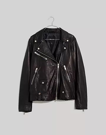 Washed Leather Oversized Motorcycle Jacket | Madewell