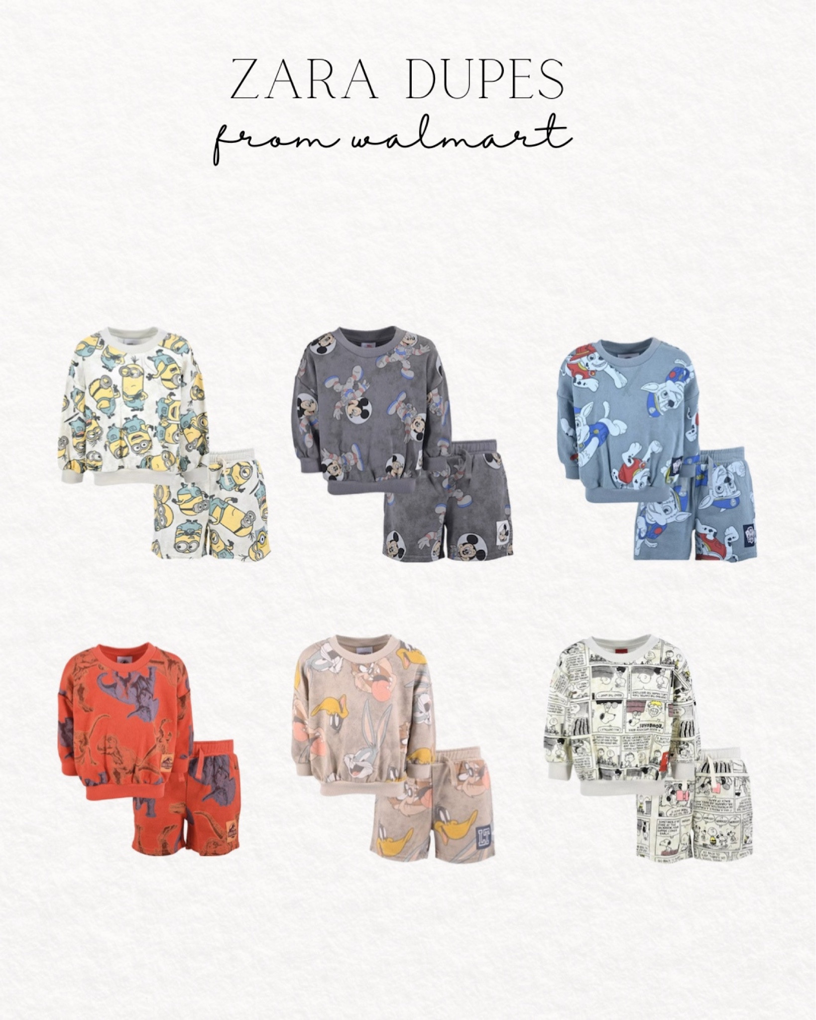 Baby boy, toddler boy, zara dupe, zara, zara baby, Disney, Disney baby, mickey mouse, spiderman, minions, paw patrol, jurassic world, looney tunes, peanuts, toddler clothes, walmart 

Walmart Zara dupes for under $15

#LTKunder50 #LTKbaby #LTKkids