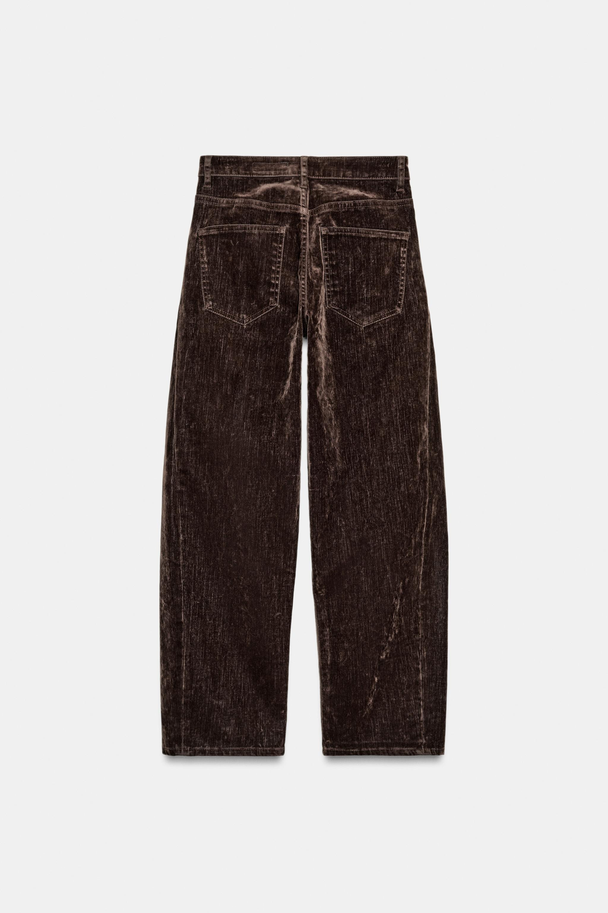 ZW COLLECTION HIGH-WAISTED FLOCKED BALLOON JEANS | Zara US