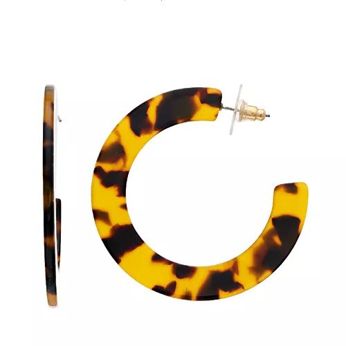 TREND Gold Tone Thick Acetate Detail Hoop Earrings | Kohl's