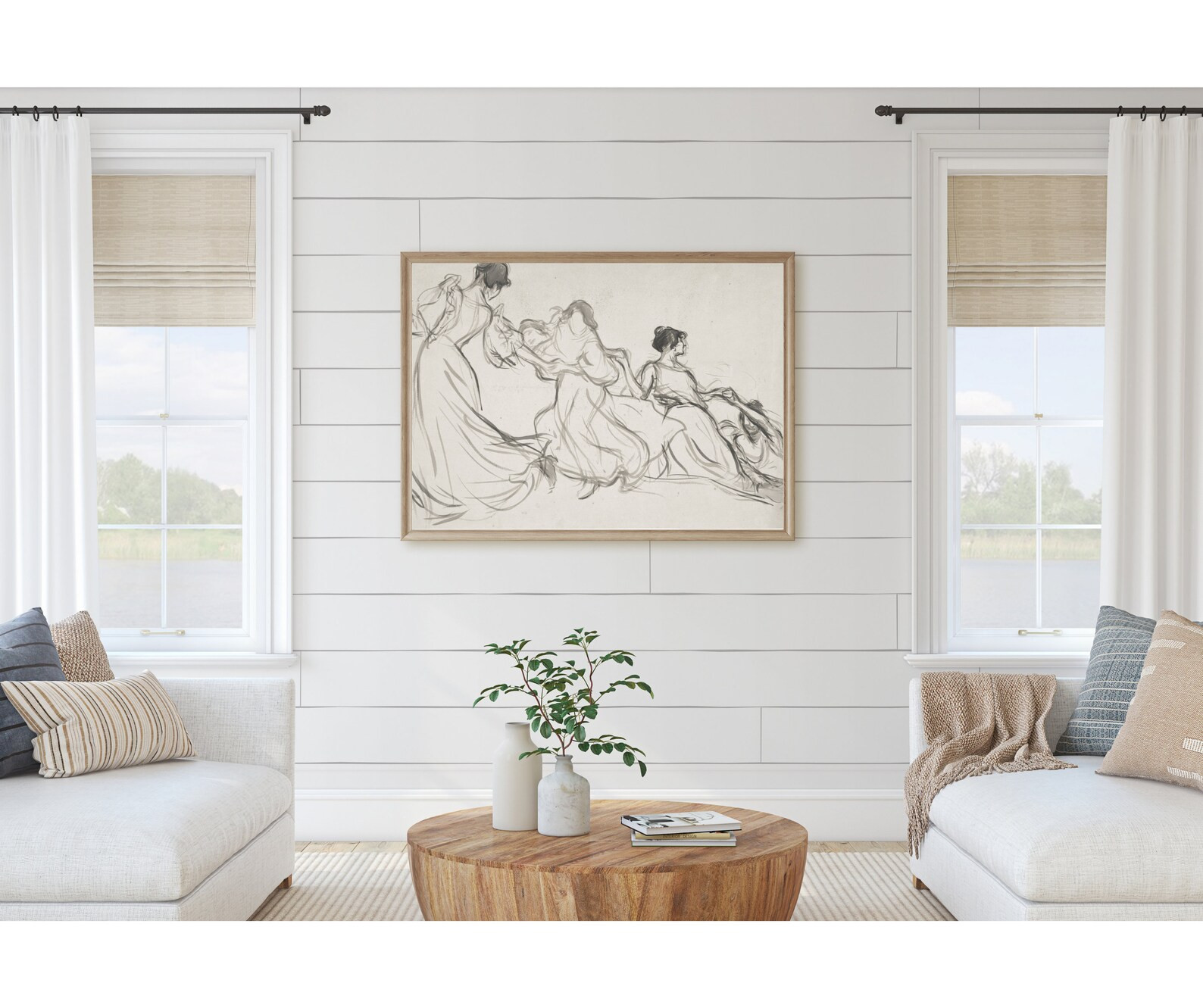 Women Sketch  Vintage Black and White Watercolor  Line | Etsy | Etsy (US)