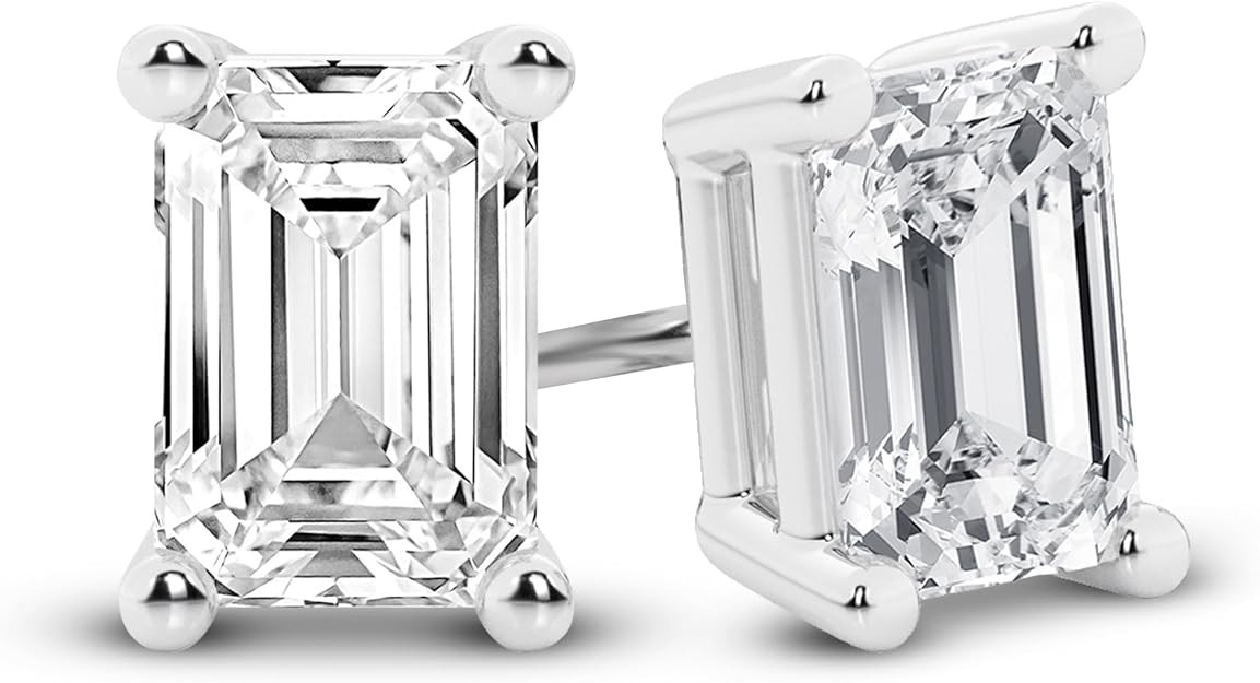 Belacqua Lab Grown Diamond Stud Earrings in 14K White or Yellow Gold, Round,Oval,Princess and Eme... | Amazon (US)