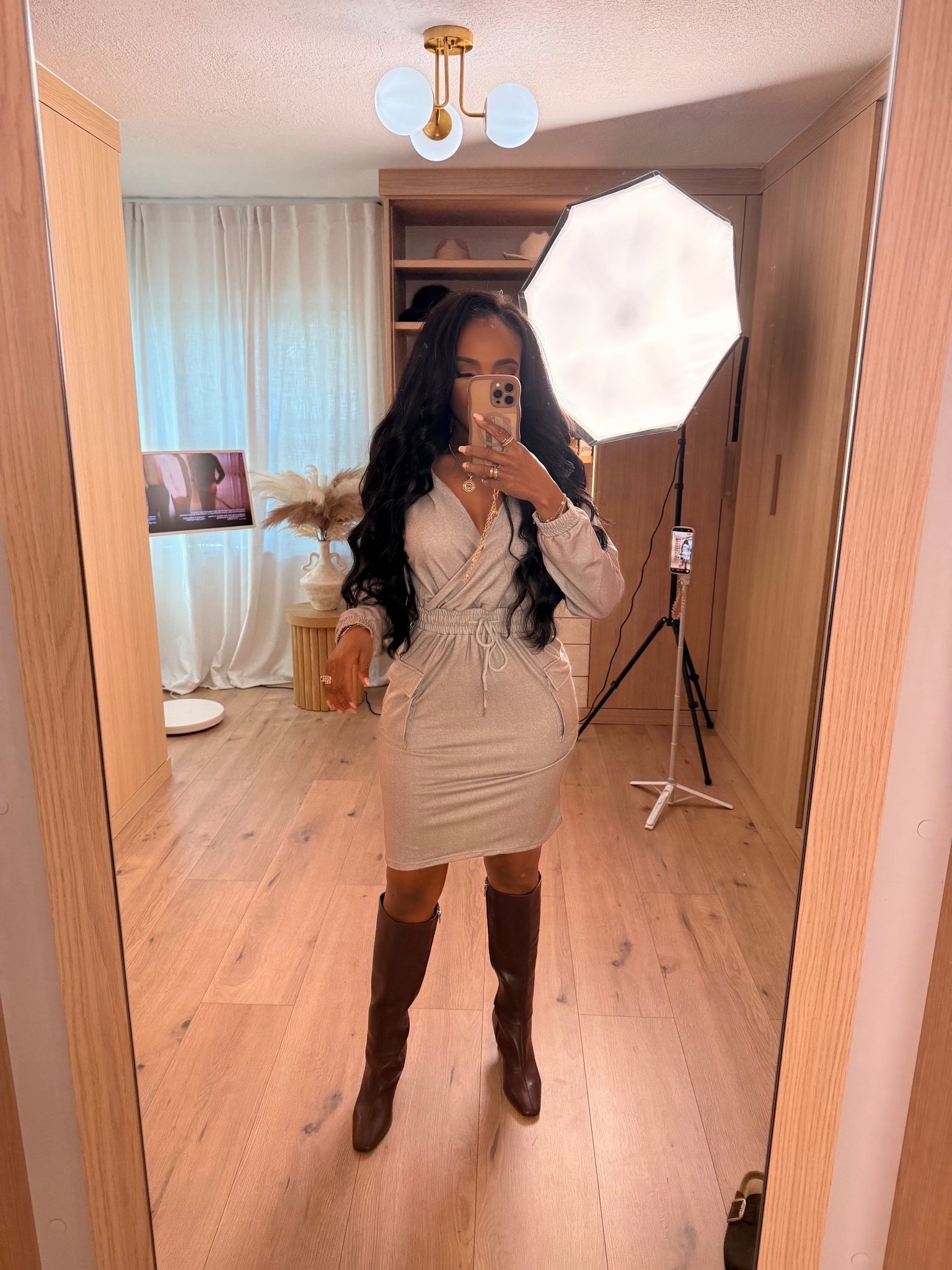 ✨ Cozy Knit Dress Look — this Amazon sweater dress gives that soft, flattering fit with a cinched waist that shapes beautifully without feeling tight. Styled with tall brown boots for an easy, polished fall-to-winter outfit you can wear anywhere.

Perfect for dinner, holiday gatherings, or a dressed-up daytime look.

📏 Sizing: Wearing size Small  
Kira’s measurements: 5’4” · 138 lbs · 34D · 27” waist · 40” hips

The fabric stretches comfortably and the adjustable waist tie lets you customize the fit. Save this post for outfit inspo.

A chic neutral sweater dress outfit paired with tall boots — great for Amazon fall fashion, winter sweaters, cozy knit dresses, and effortless holiday looks.

Follow me on Instagram and YouTube @kirasfashionfinds

Follow my LTK @kirasfashionfinds on the @shop.LTK app to view this post and get my exclusive app-only content!

#liketkit #LTKootd #LTKgrwm #LTKvlog
@shop.ltk
https://liketk.it/5xSXA