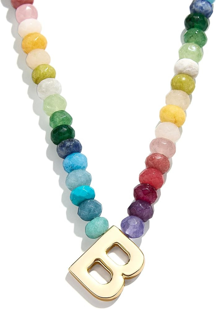 Semi-Precious Block Initial Necklace | Amazon (US)