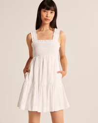 Smocked Bodice Easy Mini Dress | Abercrombie & Fitch (US)