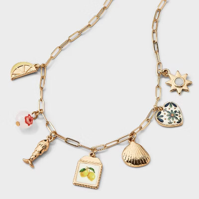Girls' Charm Necklace with Sun and Lemon Charms- art class™ | Target