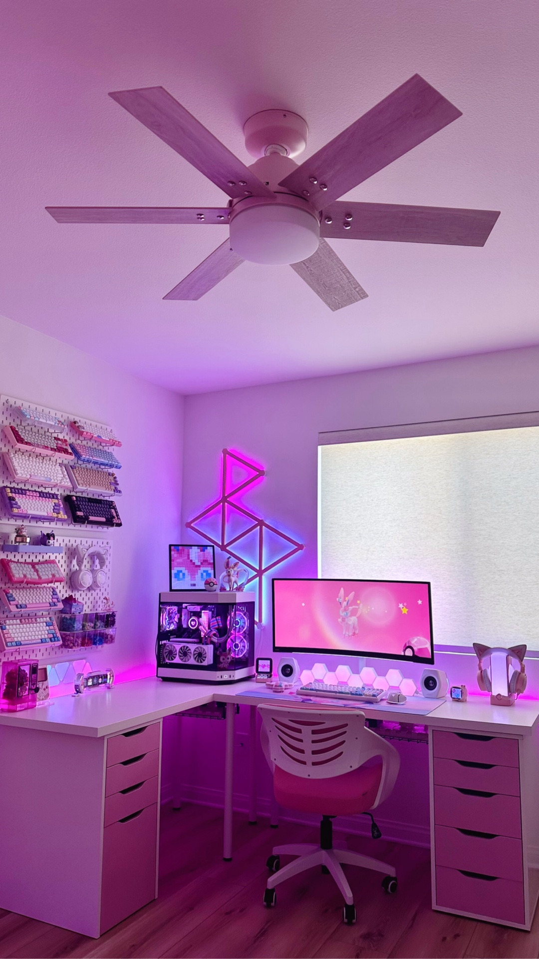 A PASTEL PINK ceiling fan? 👀✨ Installing the Hunter Pacer Ceiling Fan in Blush Pink was such an easy DIY upgrade for my gaming room! 💗 Here are a few things I like about this particular fan:

- The blades come with a different finish on each side, so you can choose what best matches your space.
- It’s super quiet, runs at 3 different speeds, and can be reversed during cooler months.
- It comes with a remote to control the fan speed and dimmable lights.
- Super cute and comes in other colors!

I tagged this fan below + a few other Hunter ceiling fans in similar styles and color ways! 😍💕

🎀🌟🎀🌟🎀🌟🎀

gaming room, home upgrade, new construction home, ceiling fan install, Hunter fans, DIY home project, how-to, review, Home Depot, j-box, Lowe’s, pink decor, pink aesthetic, modern, farmhouse

#LTKStyleTip #LTKSeasonal #LTKHome