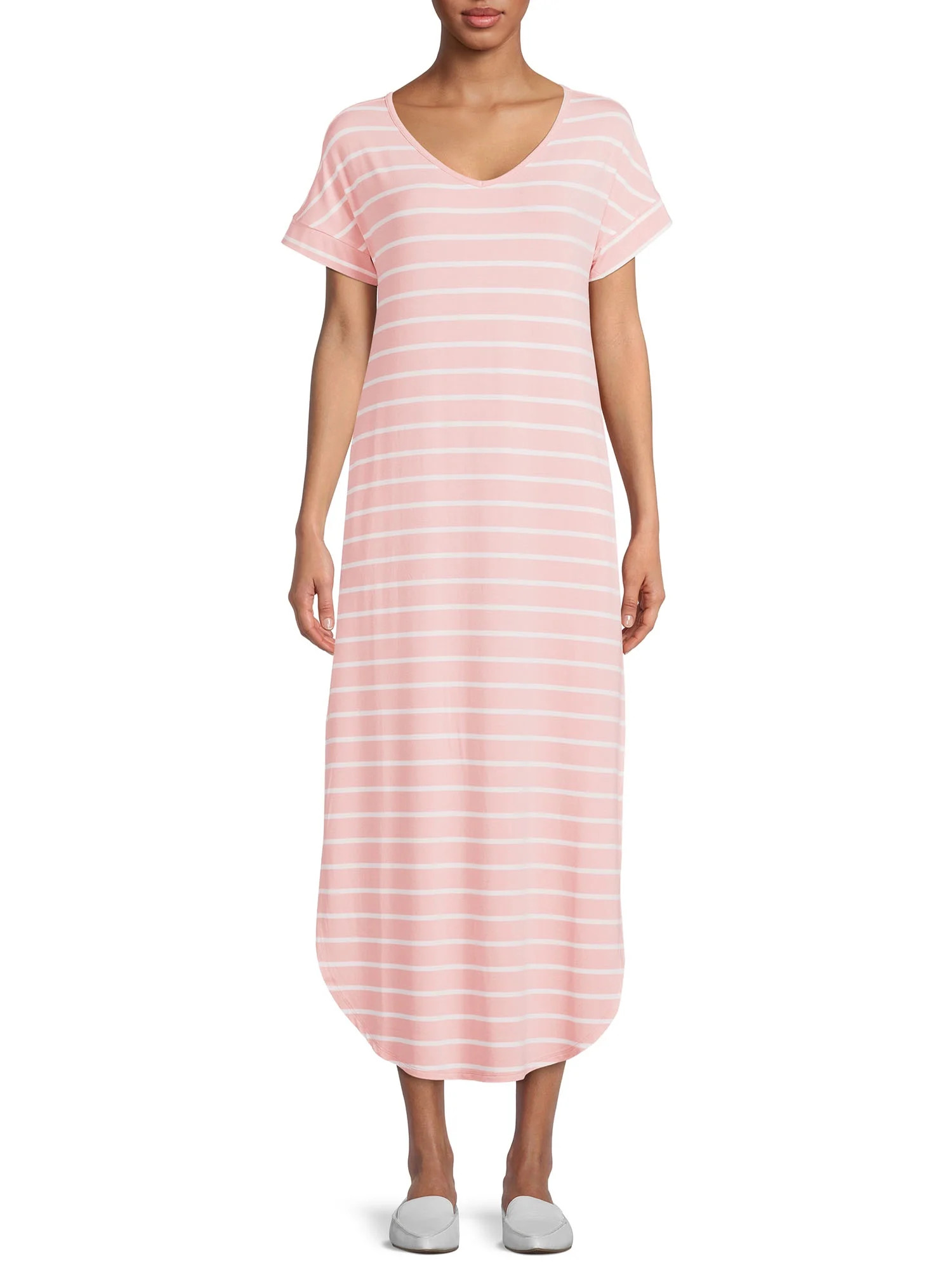 Time and Tru Women's Maxi Dress with Short Sleeves | Walmart (US)