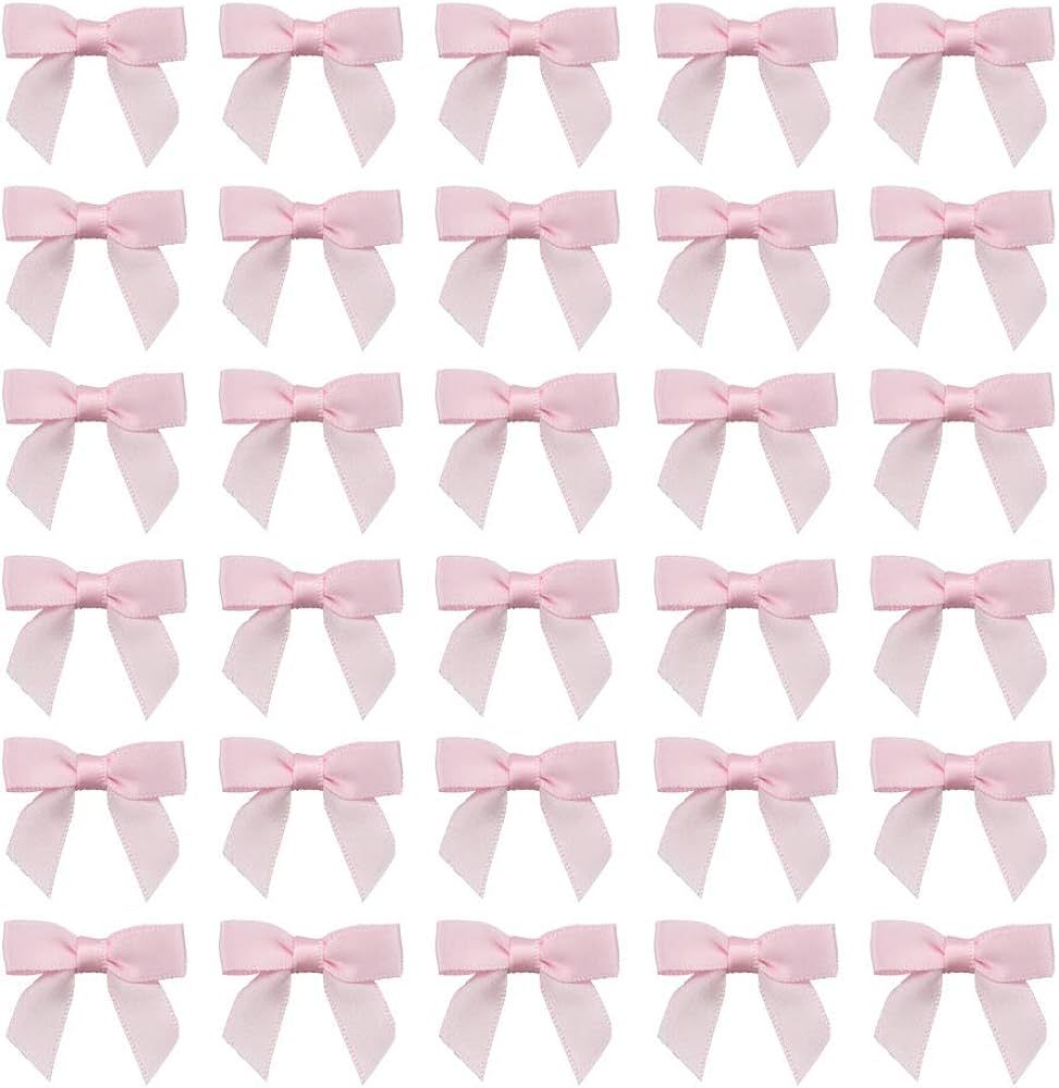 7Rainbows 50pcs Boutique 1.5" Pink Satin Ribbon Mini Bows for Craft Sewing Scrapbooking Wedding a... | Amazon (US)