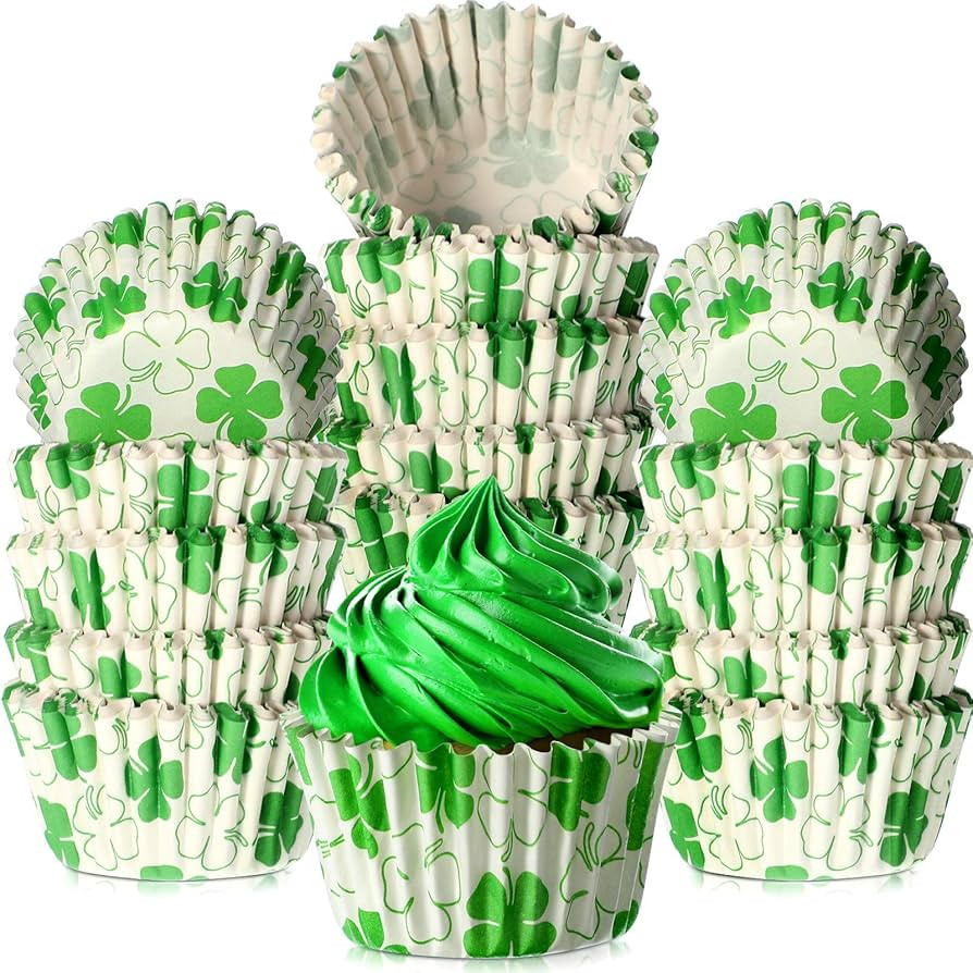 450 Pieces St Patricks Day Cupcake Liners bulk Green Shamrock Cupcake Cups Baking Cups Lucky Four... | Amazon (US)