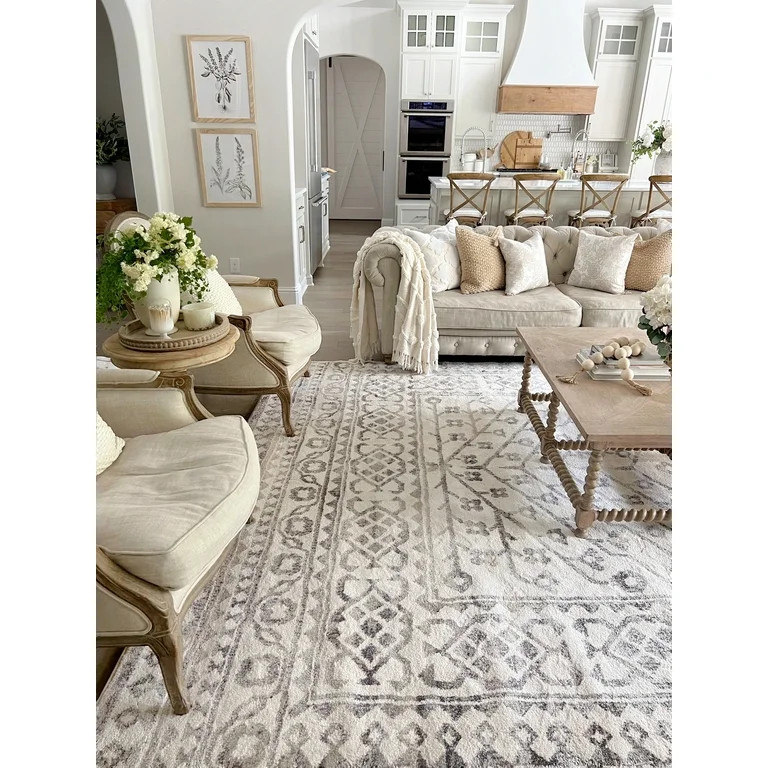 My Texas House Delilah 7'10" X 10'10" Ivory Geometric Area Rug | Walmart (US)