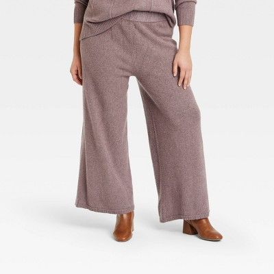 Women's Mid-Rise Wide Leg Ankle Sweater Pants - A New Day™ | Target