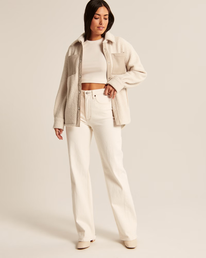 Elevated Trim Sherpa Shirt Jacket | Abercrombie & Fitch (US)
