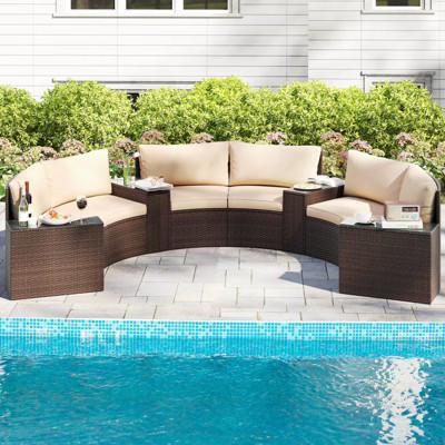 Costway 7 PCS Patio Furniture Set with Tempered Glass Top Side Tables Back & Seat Cushions | Target