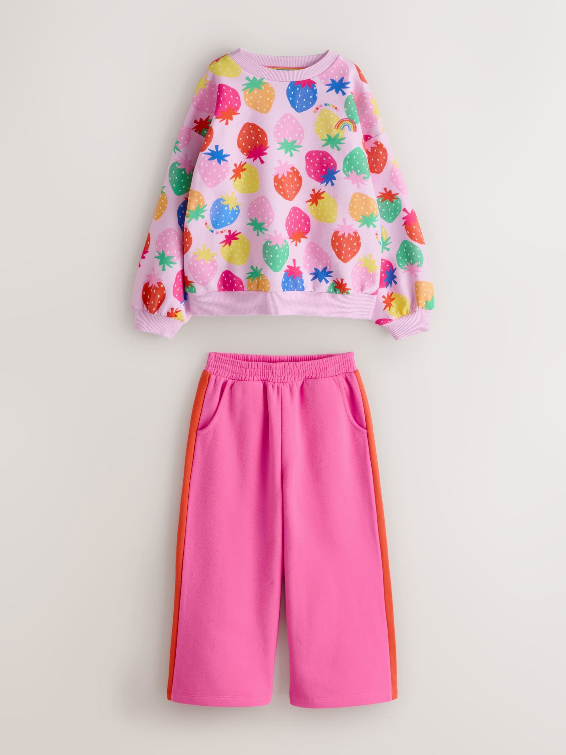 littlebirdbyjoolsoliver Rainbow Strawberry 2 Piece Sweater and Joggers Set | Next US
