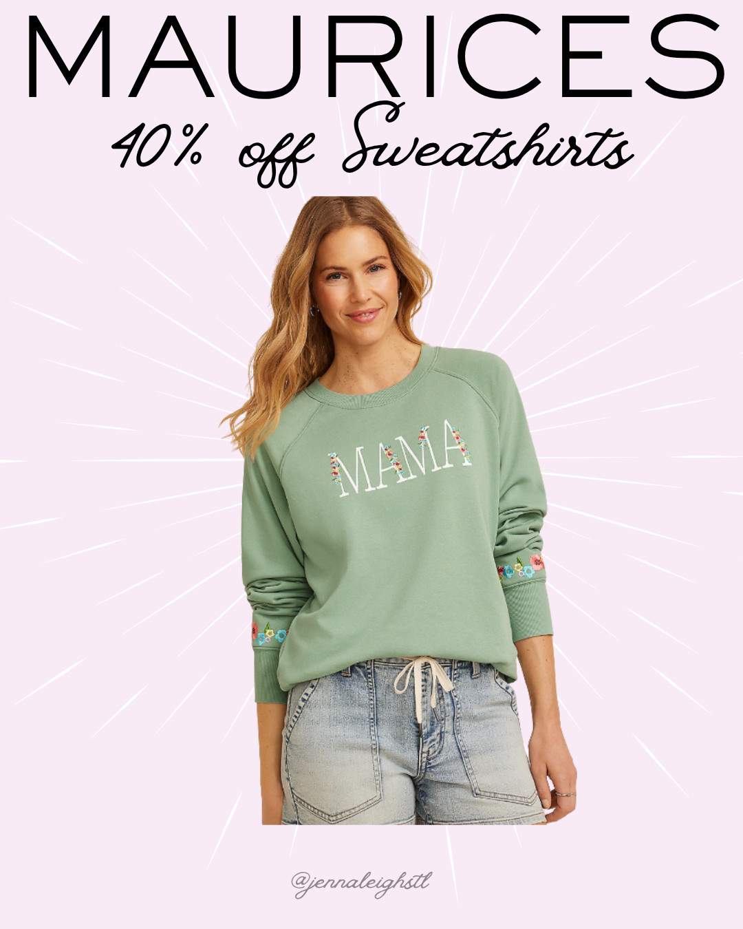 Maurices has 40% off sweatshirts including this sweet new find. The Mama floral embroidered sweatshirt is such a fun and pretty option you will reach for all the time. 

 #LTKmomlife #LTKSaleAlert #LTKMidsize