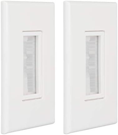 Kebulldola Brush Wall Plate White (2 Pack), 1 Gang Cable Wall Plate, Screwless Type for Cable and Wi | Amazon (US)