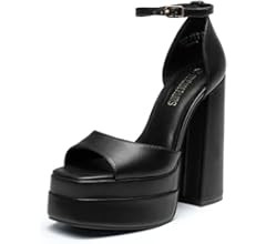 DREAM PAIRS High Heels Chunky Block Platform Heels for Women Ankle Strap Sexy Open Square Toe Hee... | Amazon (US)