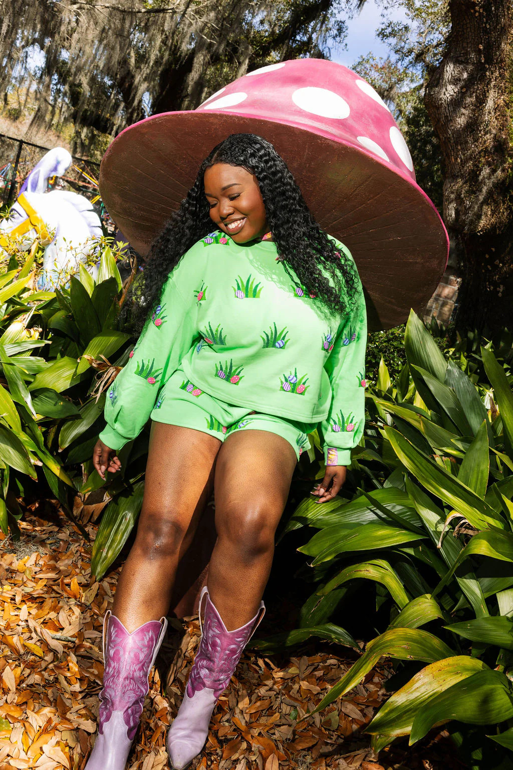 Lime Green Easter Egg In Grass Sweatshirt | Queen of Sparkles