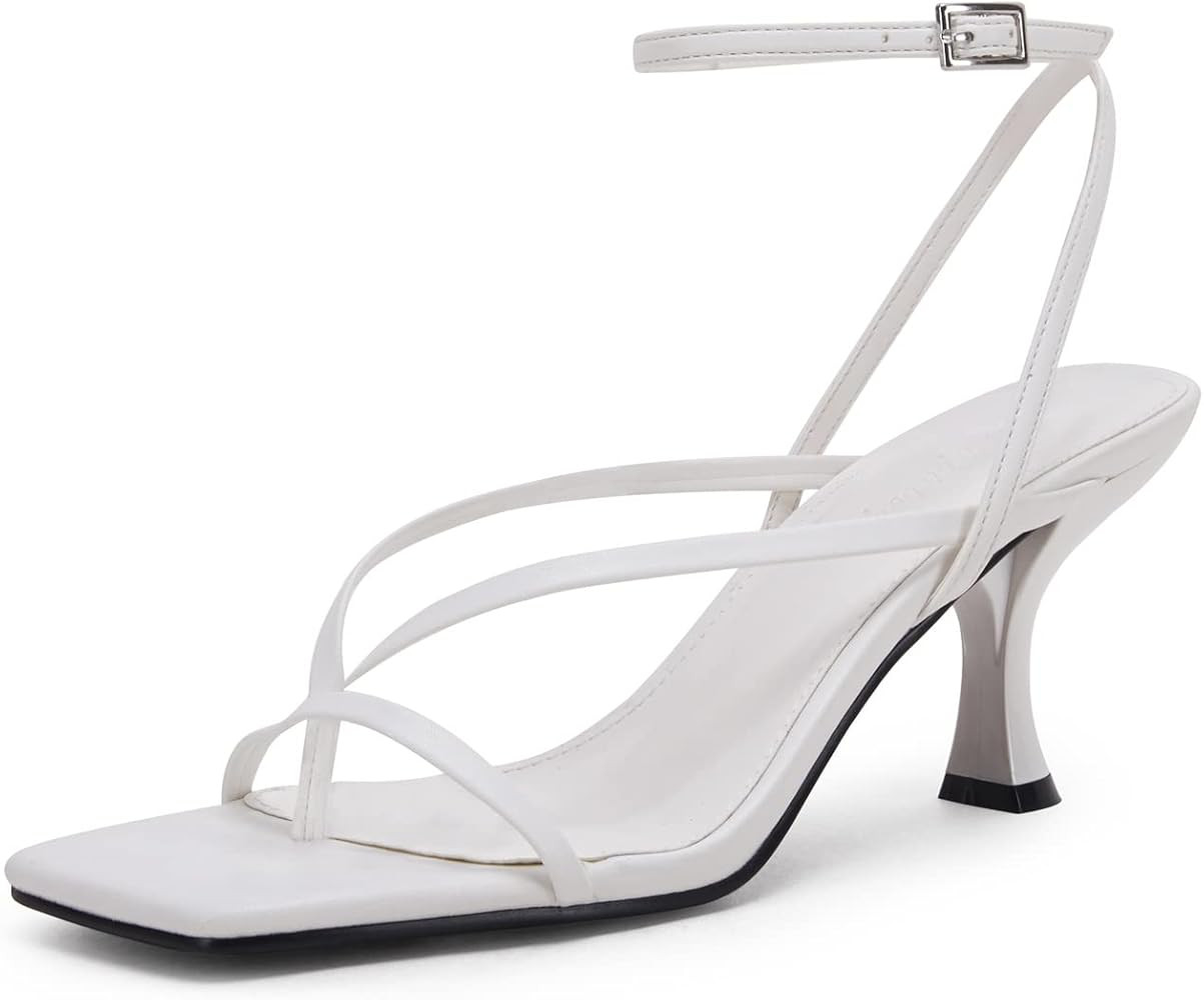 PiePieBuy Womens Kitten Heel Sandals Square Open Toe Ankle Buckle Strap Dress Shoes | Amazon (US)