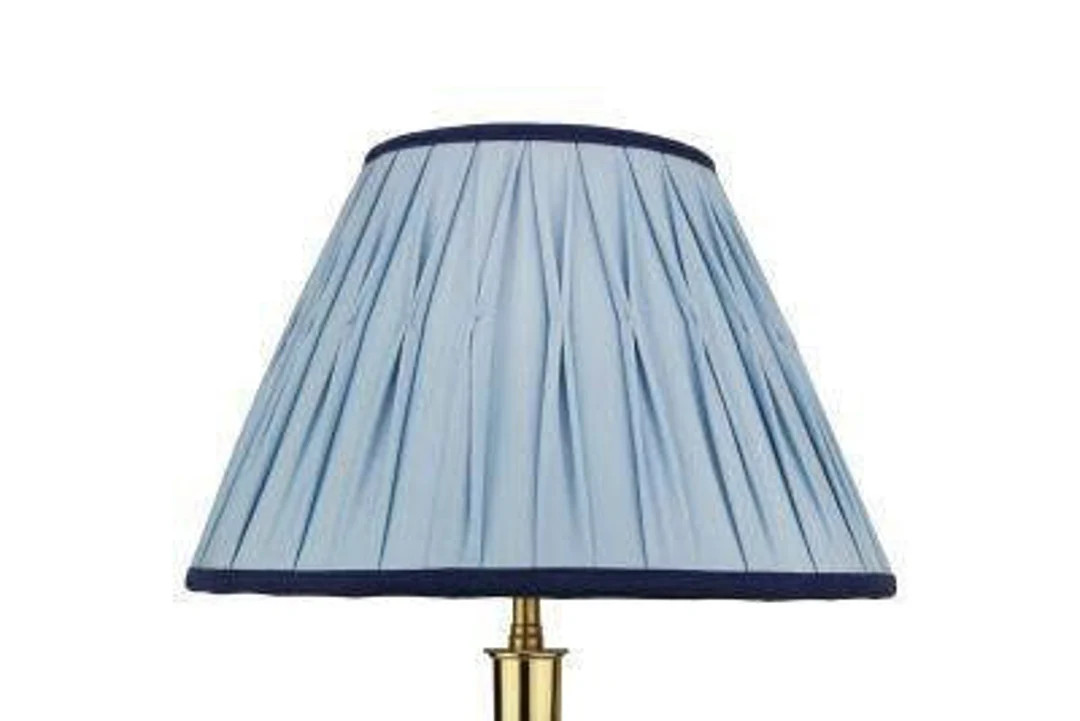 Handmade Silk Empire Lampshade in Vintage Blue With Navy Blue Trim. Box Pleated , Smocked - Etsy | Etsy (US)