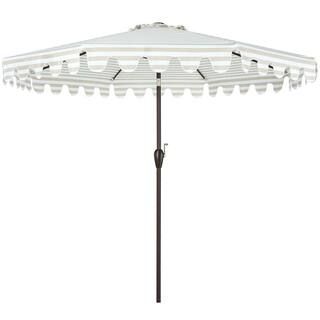 PolyTeak Outdoor Market Umbrella 9 ft., 100% Polyester, Water Repellent, UV Fade Resistant, Strip... | The Home Depot