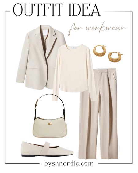 Workwear outfit idea: neutral blazer and slacks, pastel top, and ballet flats #officeoutfit #ukfashion #outfitinspo #businesscasual

#LTKworkwear #LTKFind #LTKstyletip