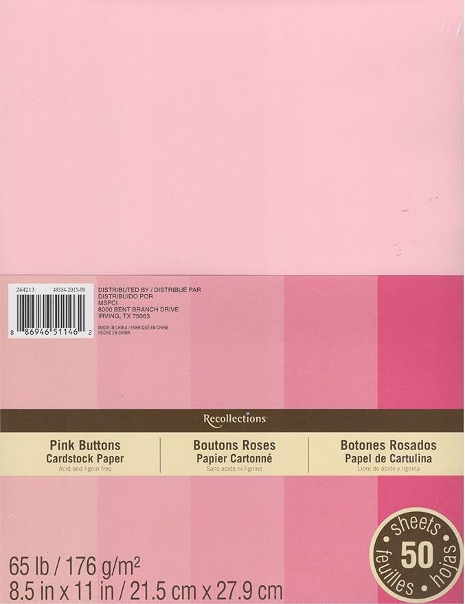 Amazon.com : Recollections Cardstock Paper, 8 1/2 X 11 Pink Buttons - 50 Sheets : Arts, Crafts & ... | Amazon (US)