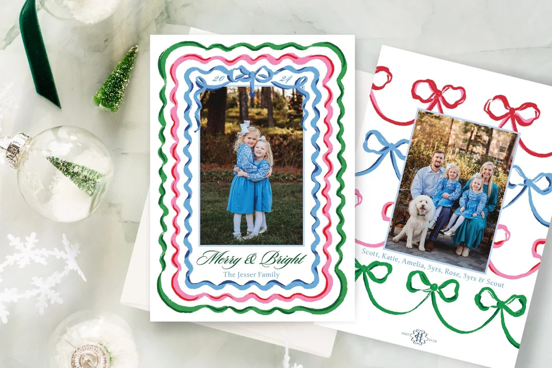 Printed and Digital Christmas Cards Scalloped Ribbons - Etsy | Etsy (US)