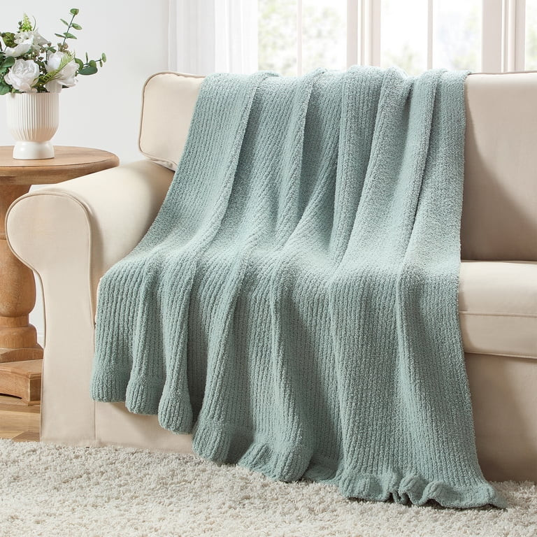 My Texas House Green 60" x 70" Rib Knit Ruffle Throw Blanket | Walmart (US)