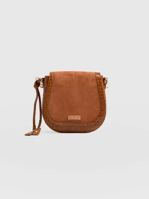 Saddle Bag - Brown Croc | Saint + Sofia UK