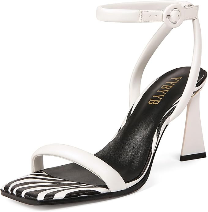 YYBYYB Women's Kitten Heels Square Open Toe Heels Ankle Strap Heeled Sandals for Women Wedding Br... | Amazon (US)