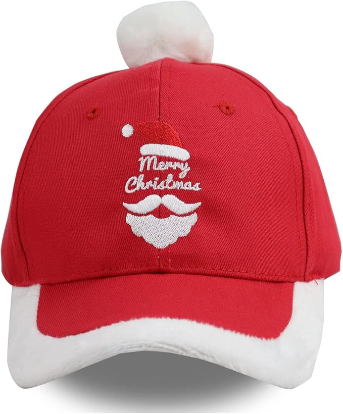 KKMKSHHG Merry Christmas Hat Unisex Adult Vintage Adjustable Santa Baseball Cap Red/White | Amazon (US)