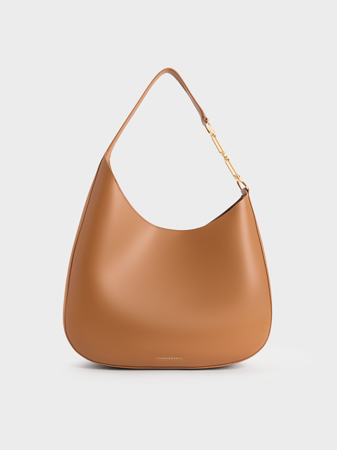 Brown Agatha Chain-Accent Slouchy Hobo Bag | CHARLES & KEITH UK | Charles & Keith UK