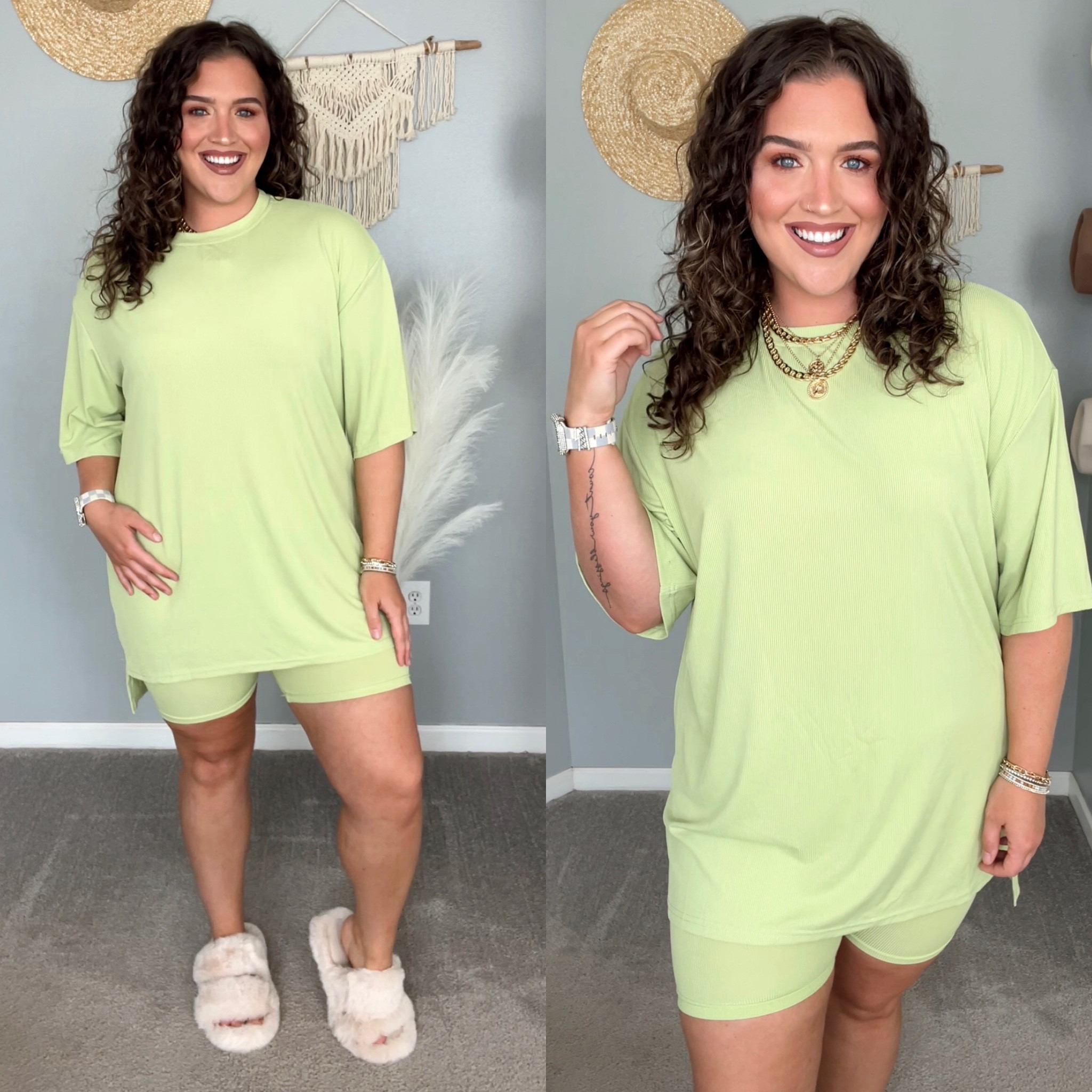 Midsize matching biker shorts + oversized tee matching set ✈️🌿✨
Size: XL 
#midsizeoutfits #ootd #casualoutfits #loungewear #matchingset #bikershorts #oversizedtee #traveloutfit 

#LTKstyletip #LTKtravel #LTKmidsize