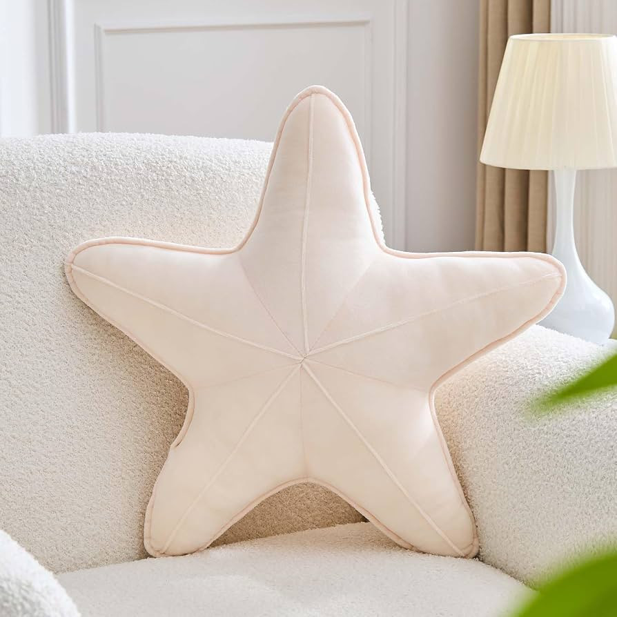 Uvvyui Starfish Pillow Cute Star Decorative Throw Pillows with Soft Velvet Sea Pillow Aesthetic H... | Amazon (US)