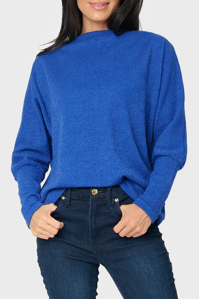 Slouchy Knit Chenille Open Neck Sweater | Gibson