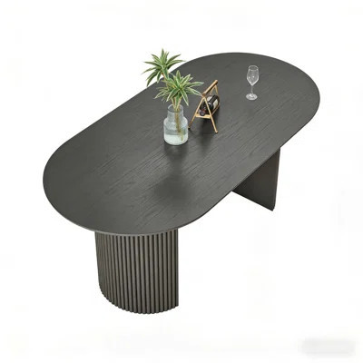 Venezia 80 Inch Oval Gray Oak Dining Table with Dual Pedestal Base for Elegant and Functional Dining | Wayfair North America