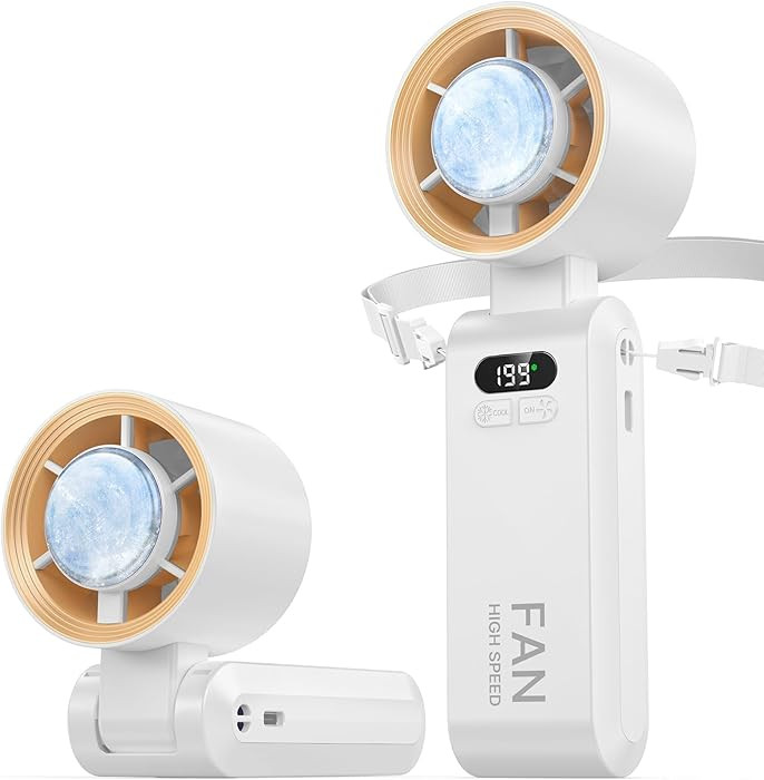 Handheld Portable Turbo Fan with Ice Cooler, Speed (1-199) 5500mAh Rechargeable Personal Fan,[20H... | Amazon (US)