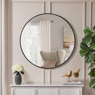 Extra Large Round Black Classic Accent Mirror (35 in. Diameter) | The Home Depot