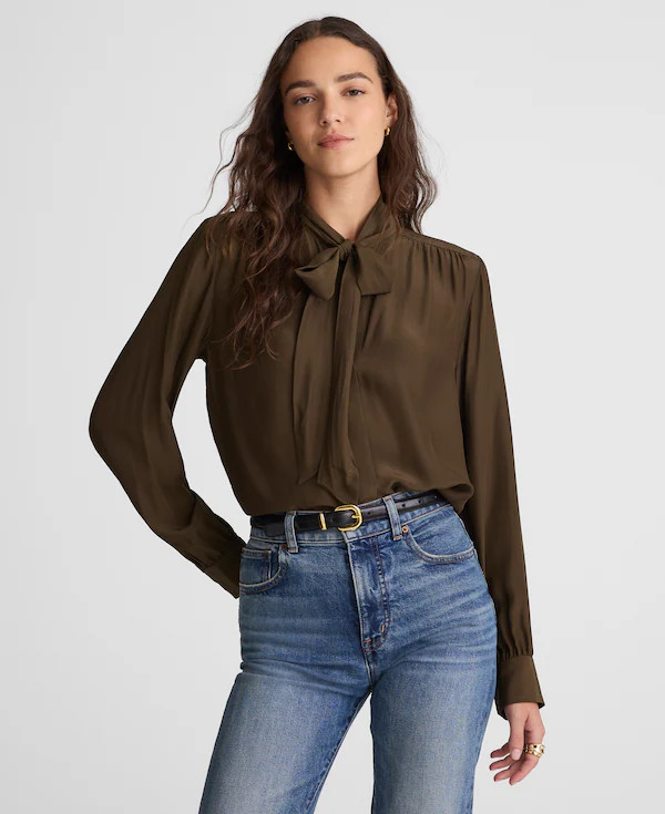 Tie-Neck Long-Sleeve Top | Madewell