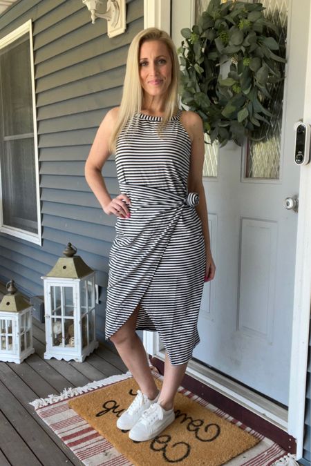 This striped wrap-waist tank dress is so flattering and perfect for a causal, comfy summer look 💙🤍

#womensfashion #summerfashion #amazon #summerdress

#LTKSeasonal #LTKstyletip #LTKunder100