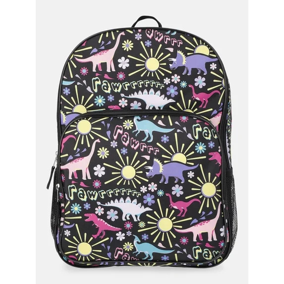 Wonder Nation Kids' 17" Fossil Garden Backpack, Black | Walmart (US)