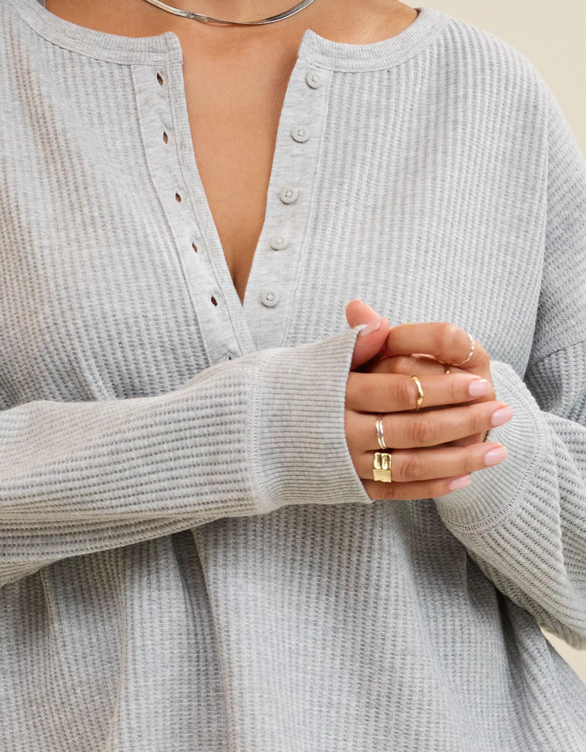 Aerie Waffle Henley Sweatshirt | American Eagle Outfitters (US & CA)