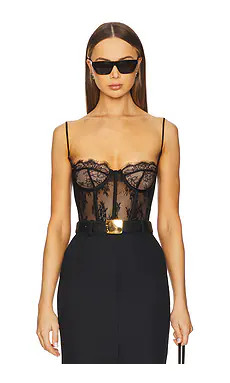 retrofete Gisela Bodysuit in Black & Nude from Revolve.com | Revolve Clothing (Global)