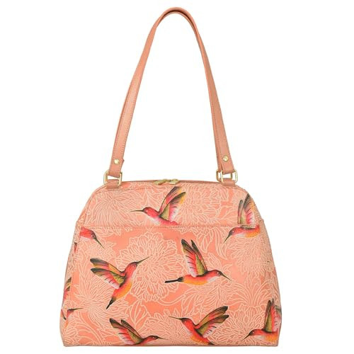 Anuschka Women’s Original Genuine Leather Hand-Painted Satchel - Tooled Birds Peach | Amazon (US)