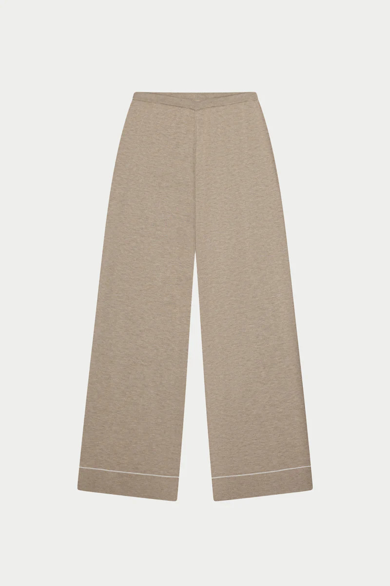 KNITTED PANEL TROUSERS - BEIGE | The Couture Club