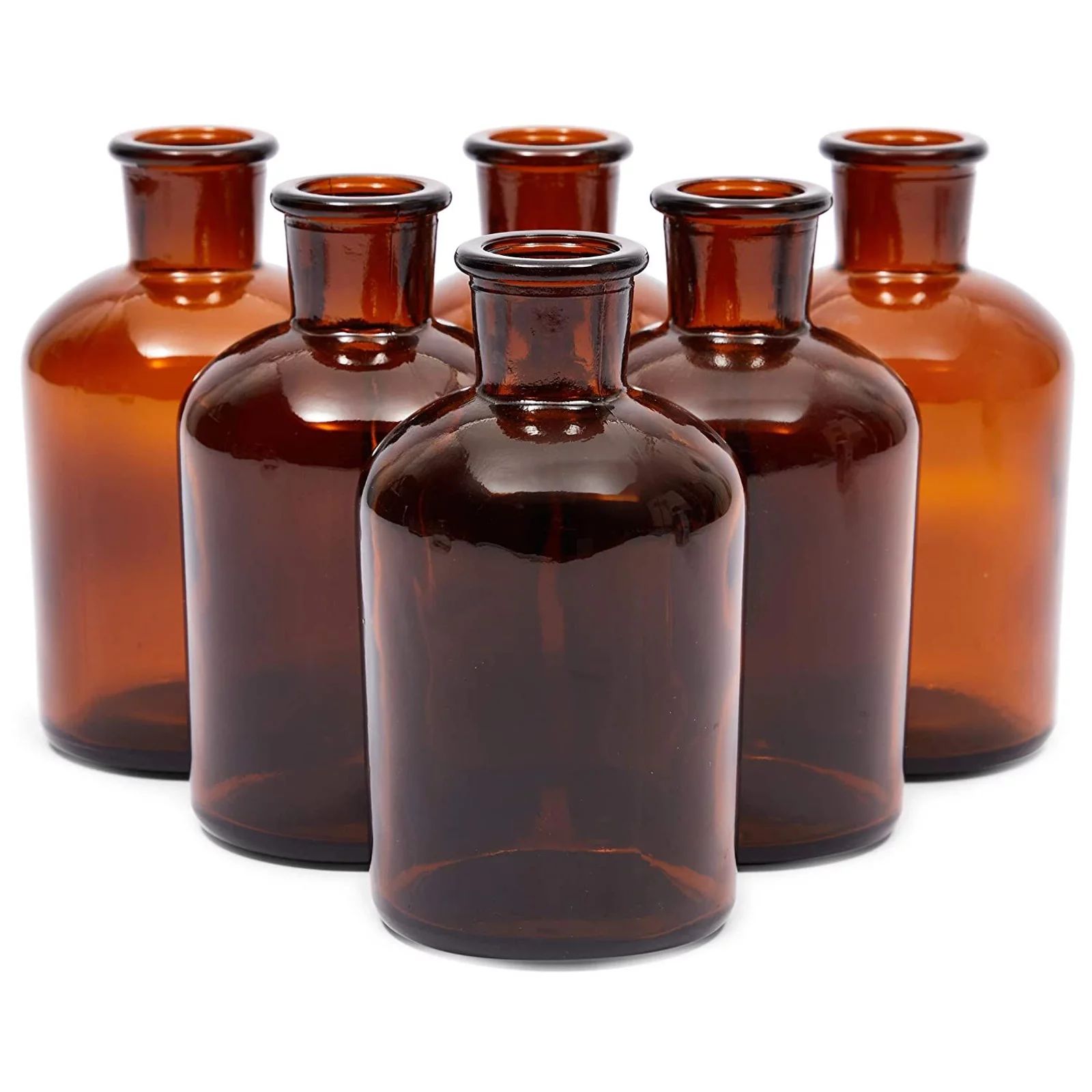 6 Pack Brown Amber Glass Bottle Vase, Flower Bud Vases for Vintage Home Decor, 2.5 x 4.8 in. - Wa... | Walmart (US)
