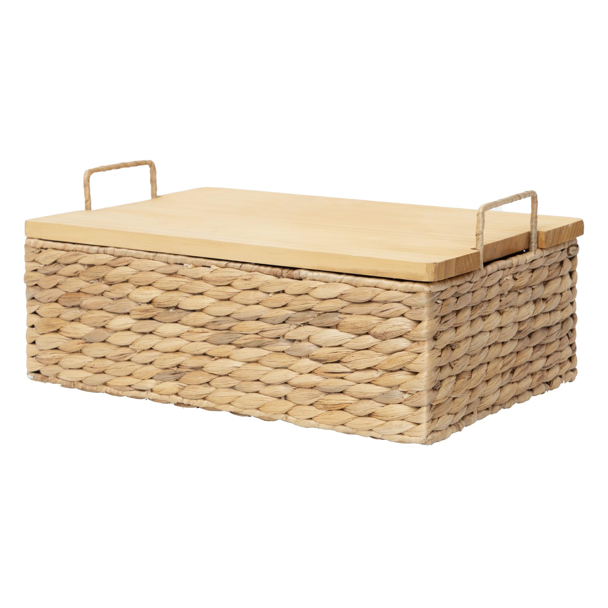 Handmade Water Hyacinth Woven Storage Basket with Lid, Multi - Functional Wicker Organizing Baske... | Amazon (US)