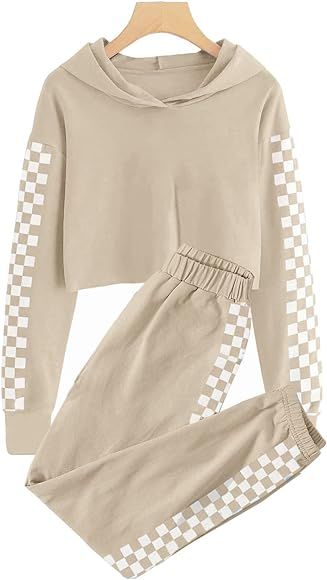 Kids 2 Piece Outfits Girls Crop Tops Hoodies Long Sleeve Fashion Sweatshirts and Sweatpants | Amazon (US)